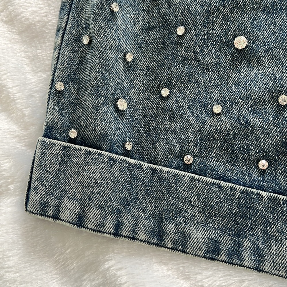 Gem studded denim shorts, size large - Picture 3 of 6
